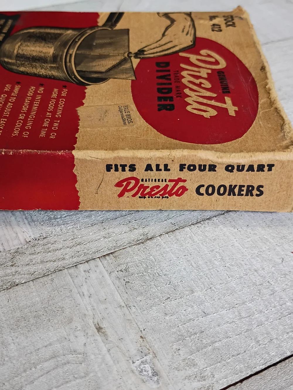Vintage Presto Pressure Cooker 4 Qt Pot Divider Insert No. 412 Original Box